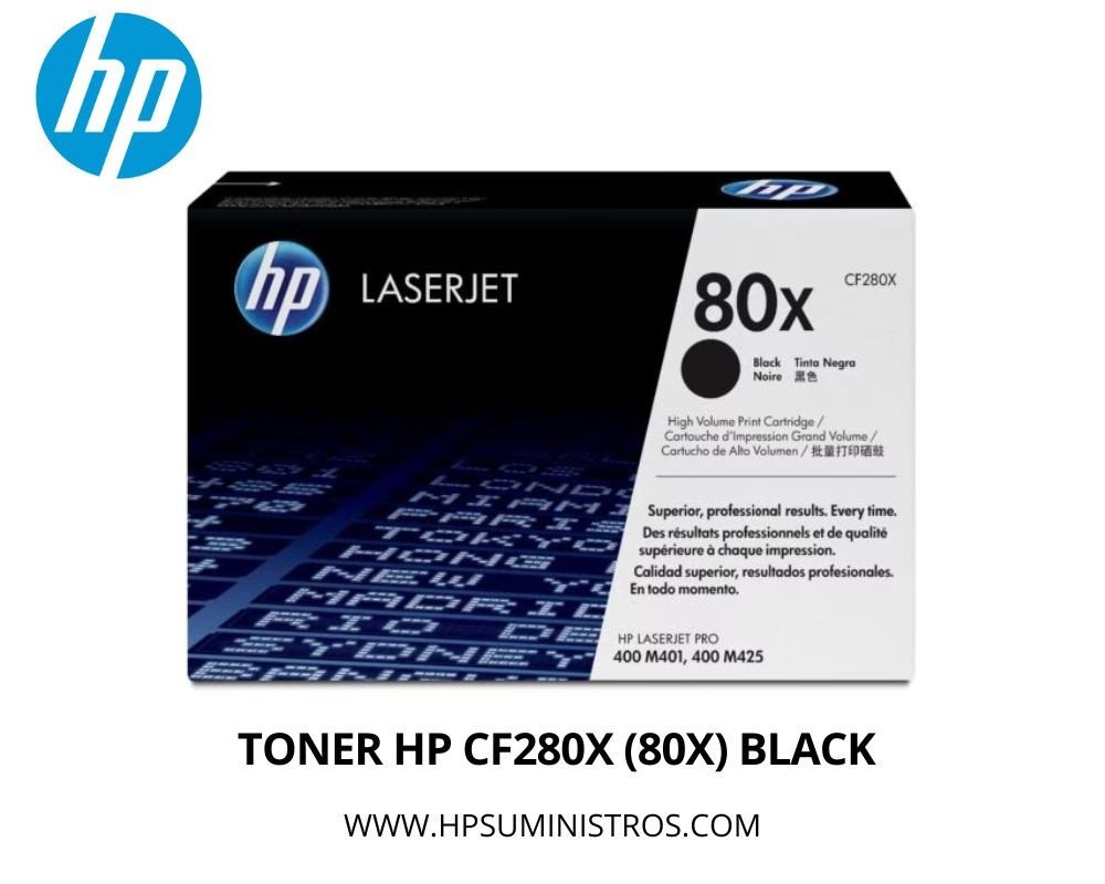 CARTUCHO DE TONER HP 80X L.J. M401N  NEGRO COD. CF280X ORIGINAL