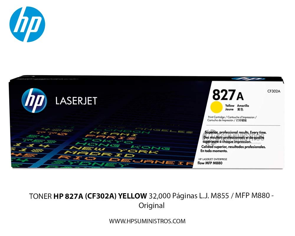 TONER HP 827A (CF302A) YELLOW| 32,000 Páginas L.J. M855 / MFP M880 - Original