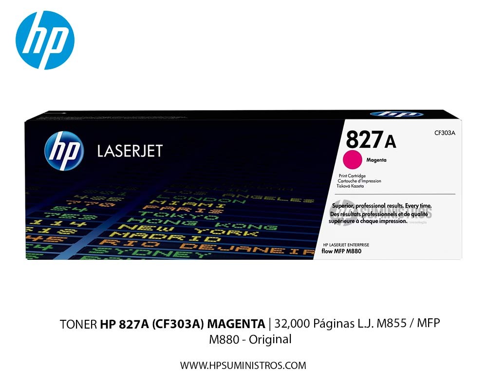 TONER HP 827A (CF303A) MAGENTA | 32,000 Páginas L.J. M855 / MFP M880 - Original