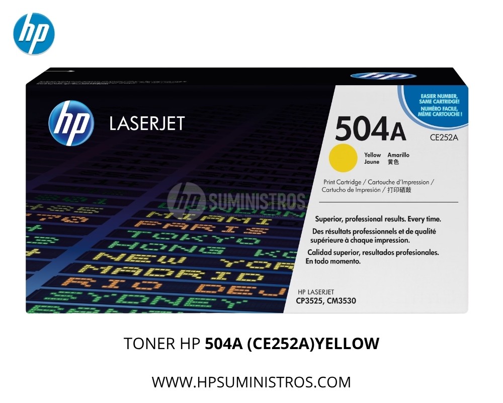 TONER HP 504A (CE252A)YELLOW Original | 7,000 Páginas L.J. CP3525 / CM3530