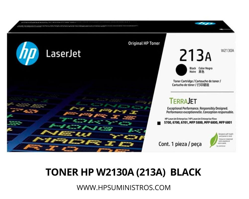 TONER HP 213A W2130A NEGRO 3,500 PGS