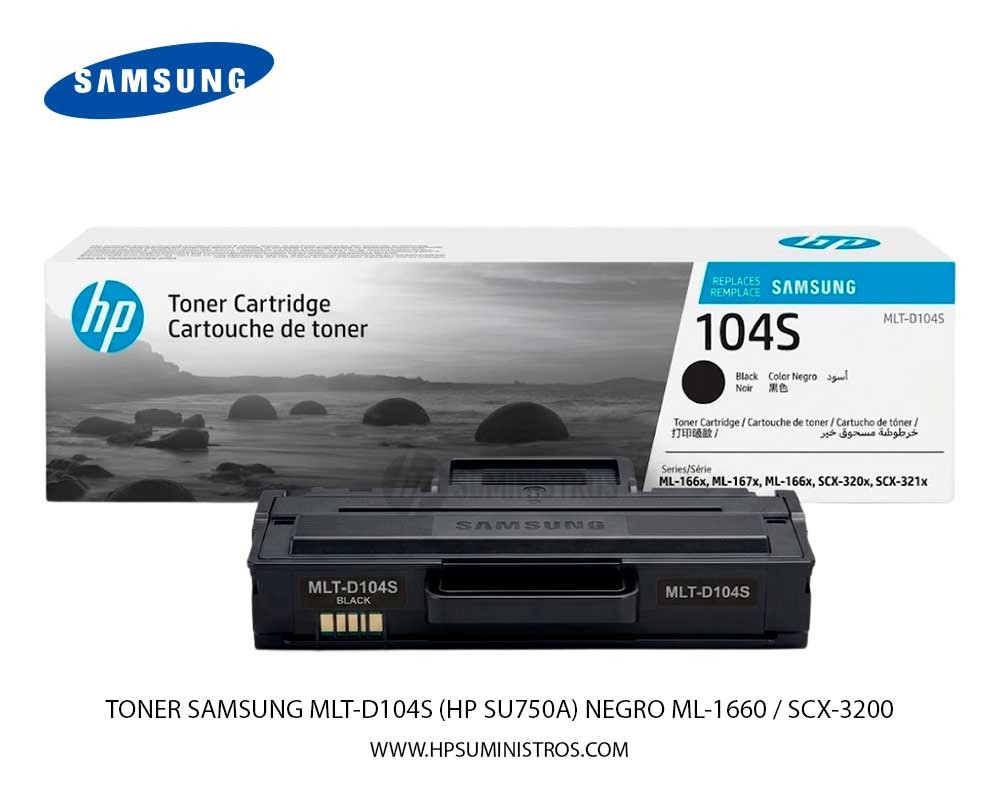 TONER SAMSUNG MLT-D104S (HP SU750A) NEGRO Para Samsung ML-1660 y SCX-3200. 1,5k páginas.