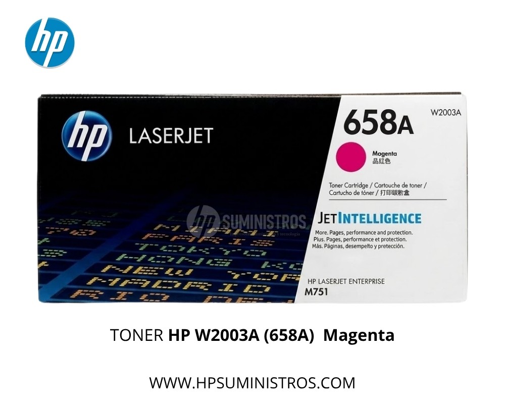 TONER HP W2003A (658A)MAGENTA | 6,000 Páginas L.J. M751dn,M751n. - Original