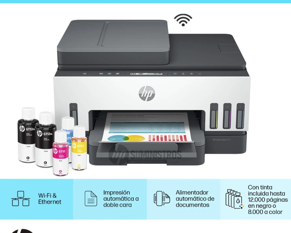 Impresora de Inyección Multifunción HP 720 Smart Tank( 28Y33A )| Inalámbrico, Color, Dúplex, Copiadora/Escáner/Impresora