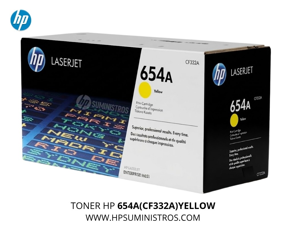 TONER HP 654A(CF332A)YELLOW | 15,000 Páginas | L.J. M651dn/ M651xh - Original
