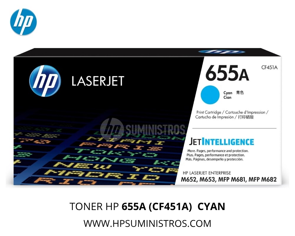 TONER HP 655A (CF451A)CYAN| 10,500 Páginas L.J. Enterprise M652 / M681 Original