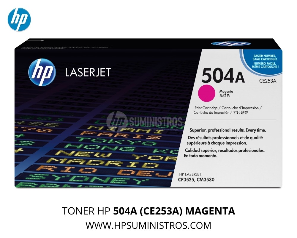TONER HP 504A (CE253A)MAGENTA Original | 7,000 Páginas L.J. CP3525 / CM3530