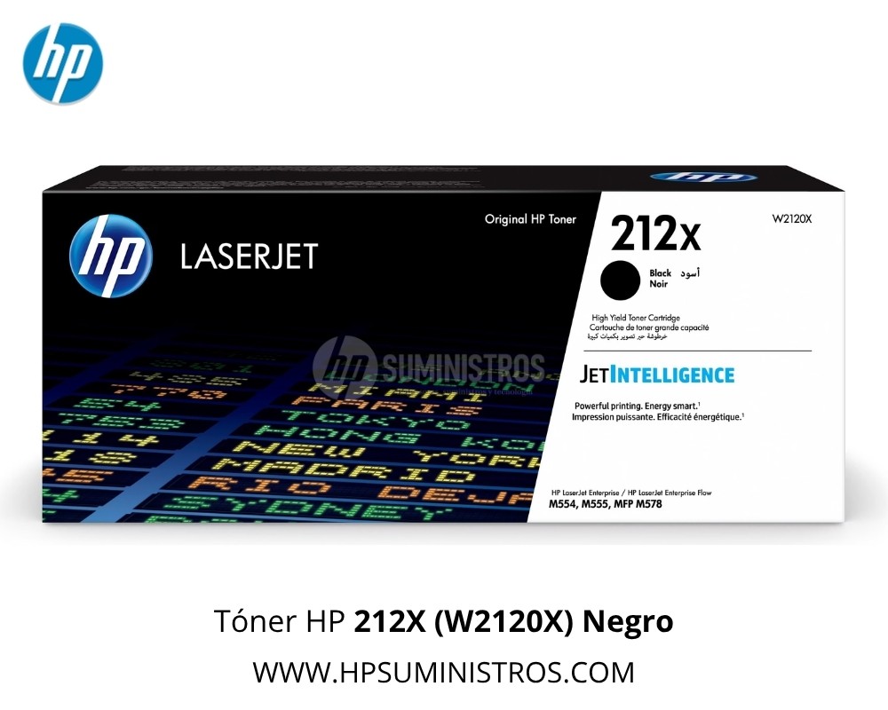 Tóner HP 212X (W2120X) Negro M554dn, M555dn, M555x - 13,000 Páginas