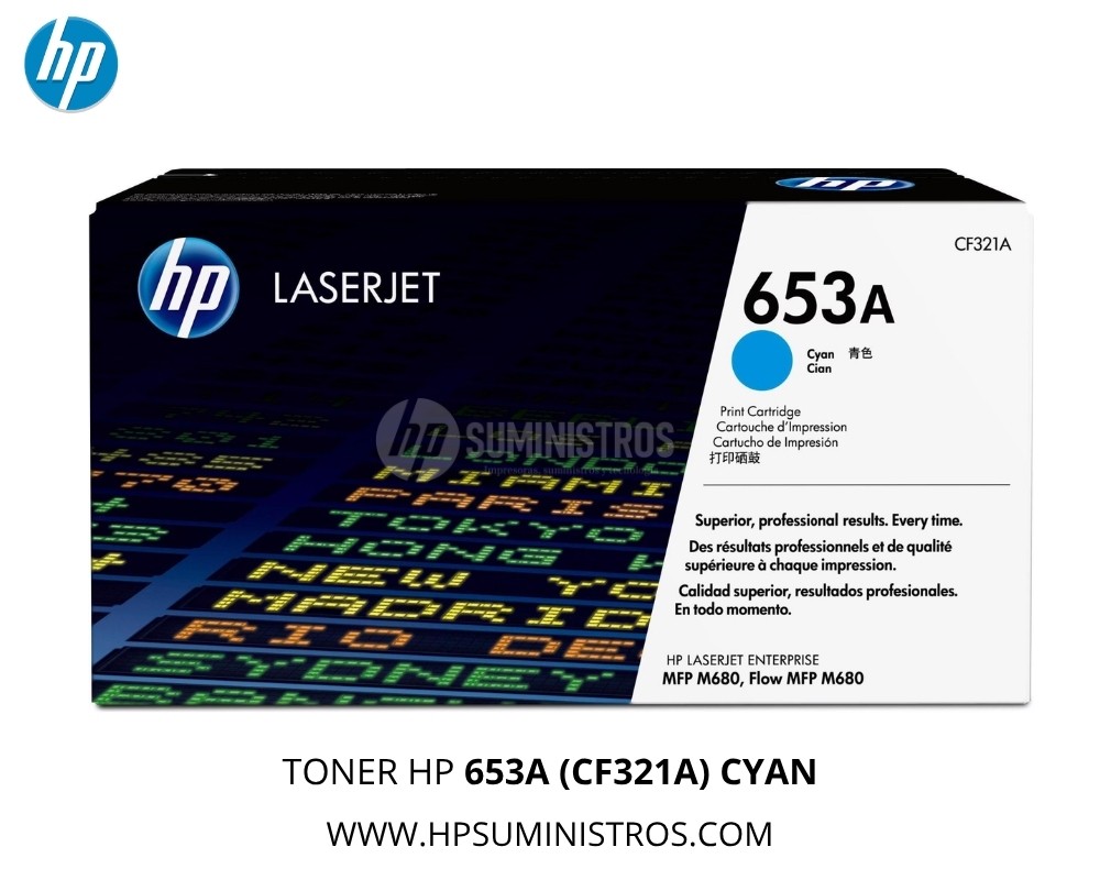 TONER HP 653A (CF321A) CYAN Original | 11,500 Páginas L.J. M651 / MFP M680