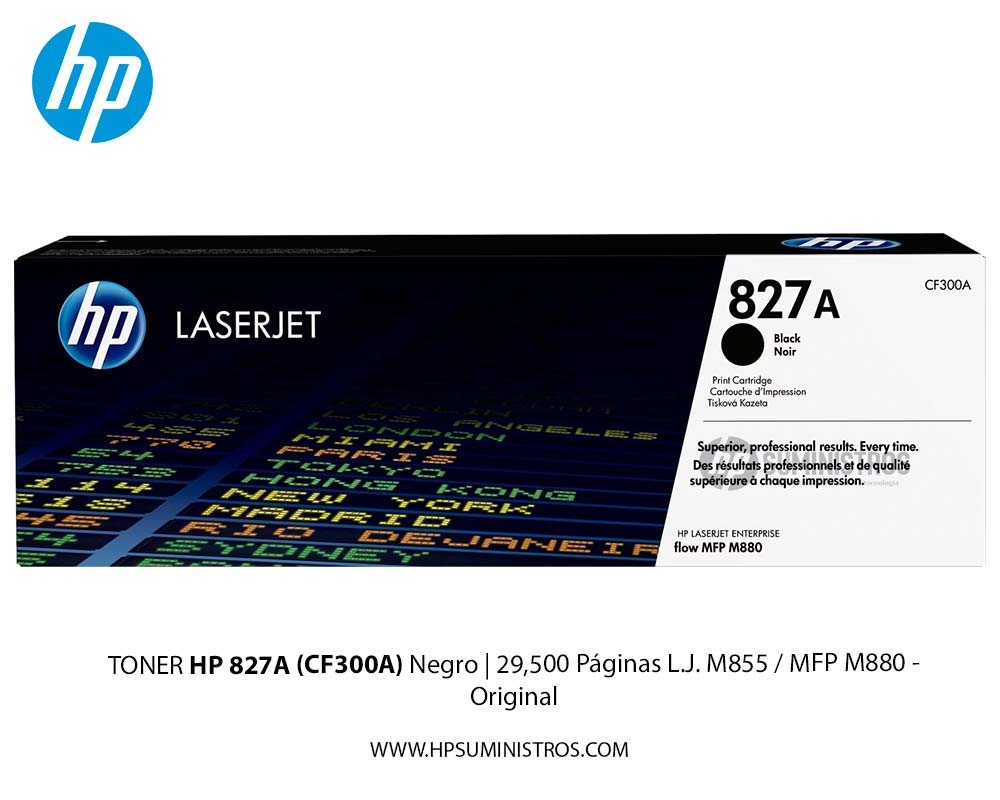 TONER HP 827A (CF300A) Negro | 29,500 Páginas  L.J. M855 / MFP M880 - Original