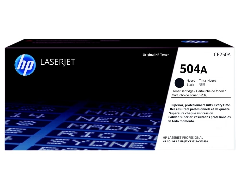 TONER HP 504A (CE250A)Negro  Original | 5,000 Páginas  L.J. CP3525 / CM3530