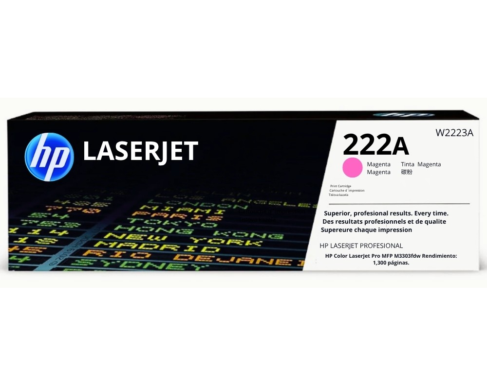 TONER HP W2221A (222A) MAGENTA - LJ M3303 - Rendimiento: 1,200 páginas.