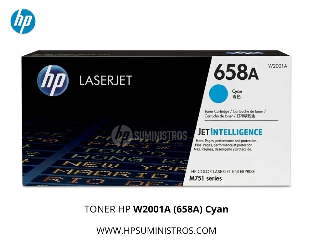 TONER HP W2001A (658A)CYAN | 6,000 Páginas L.J. M751dn,M751n. - Original