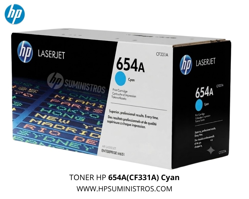 TONER HP 654A(CF331A)CYAN | 15,000 Páginas | L.J. M651dn/ M651xh - Original