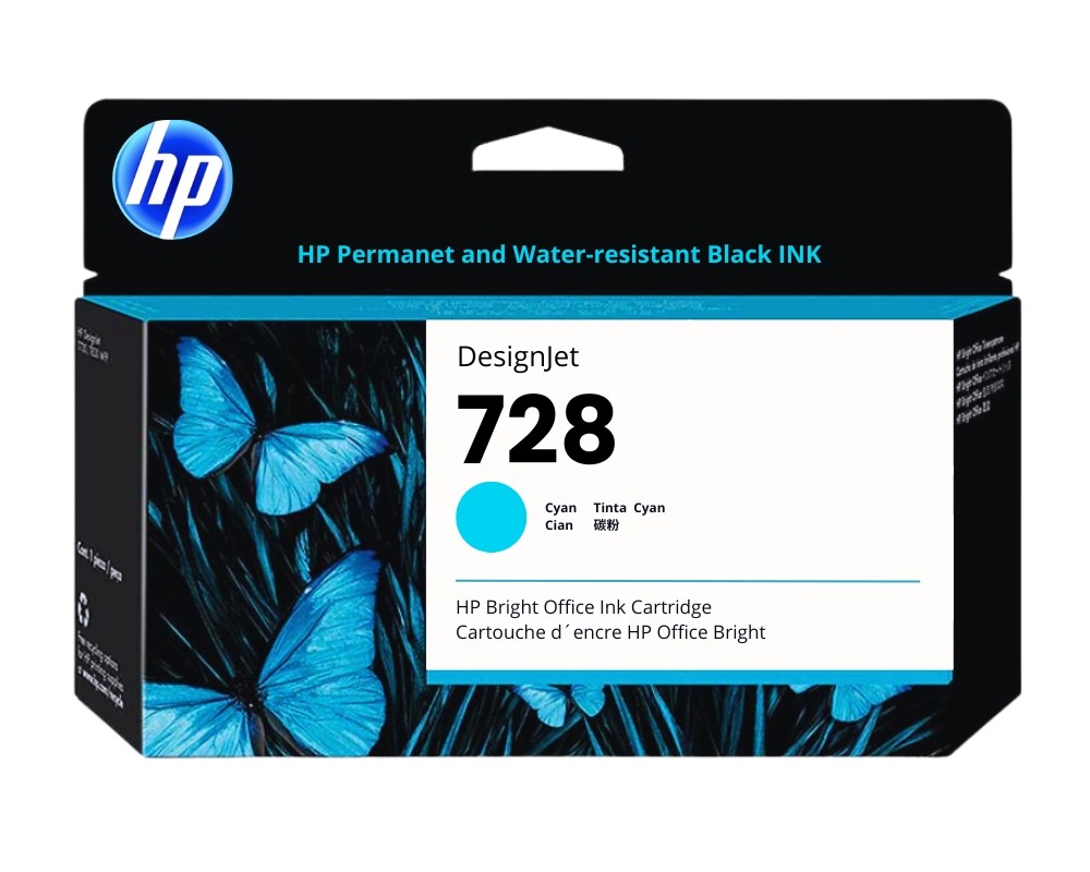 TINTA HP 728 CYAN (F9J67A) 130ml Original | DesignJet T730/T830