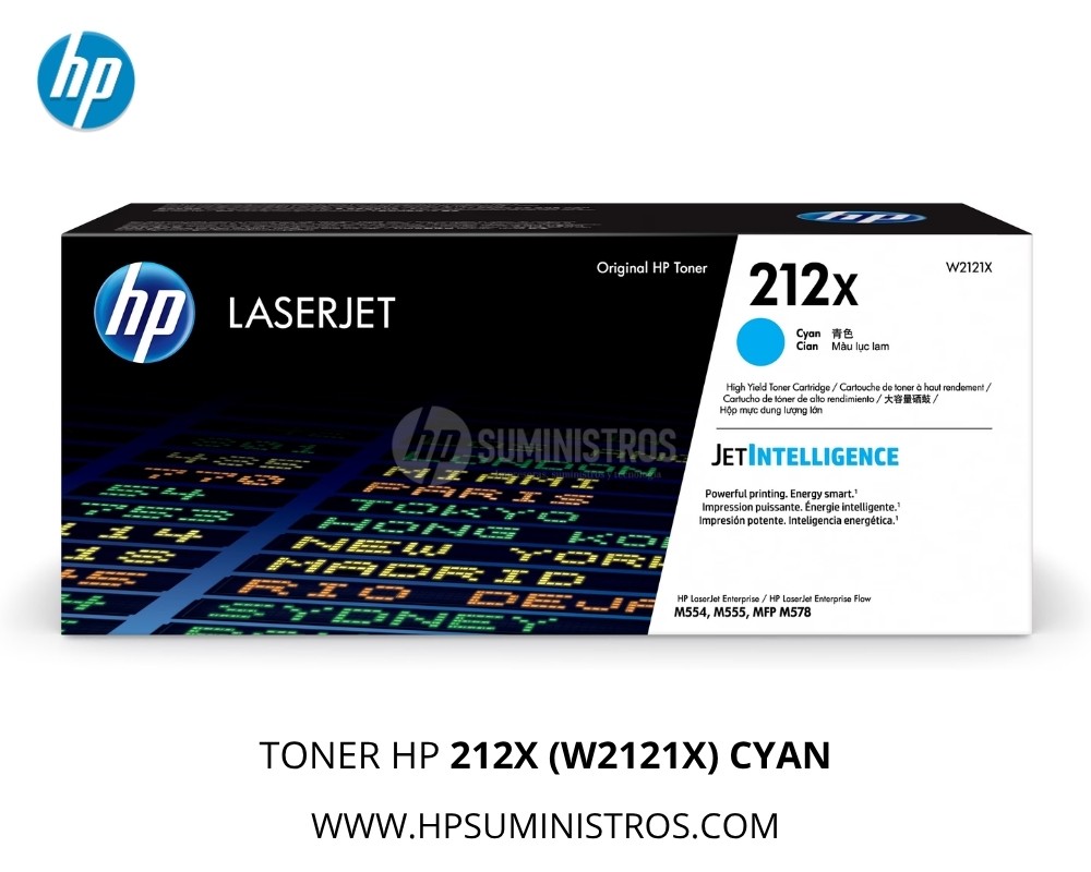 TONER HP 212X (W2121X) CYAN - M554dn, M555dn, M555x - 10,000 Páginas