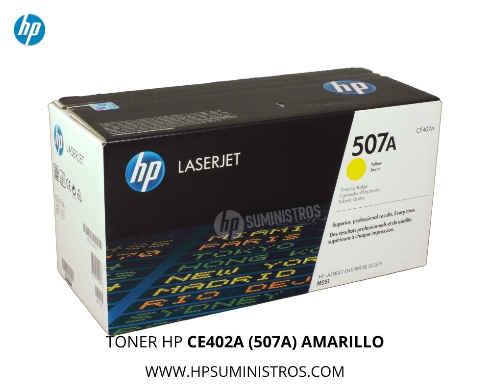 Tóner HP CE402A (507A) AMARILLO LaserJet para M551, M575 (Original)