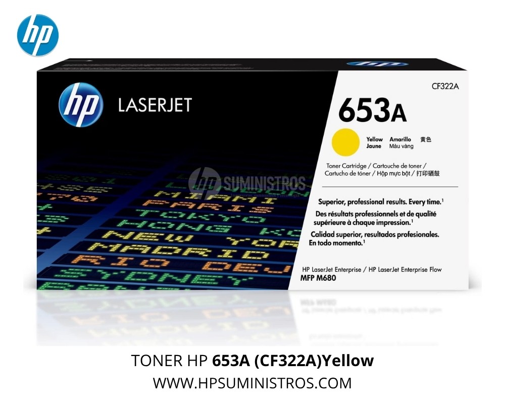 TONER HP 653A (CF322A)YELLOW Original | 16,500 PáginasL.J.e M651 / MFP M680